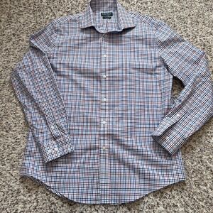 Ralph Lauren Men's New Button-Down Shirt Plaid Blue Red White Sz16 34/35
